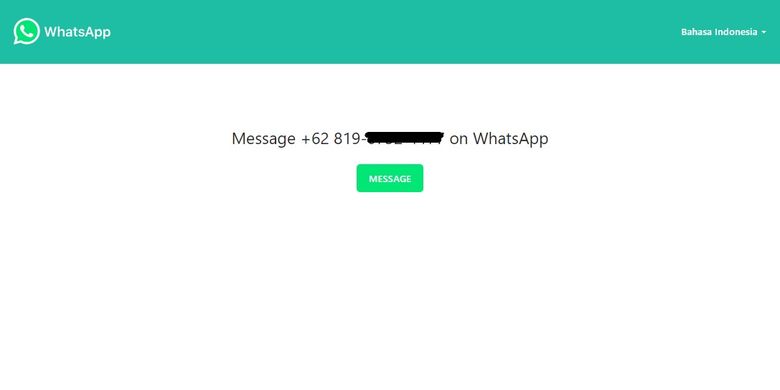 Contoh mengirim pesan Whatsapp melalui click to chat.