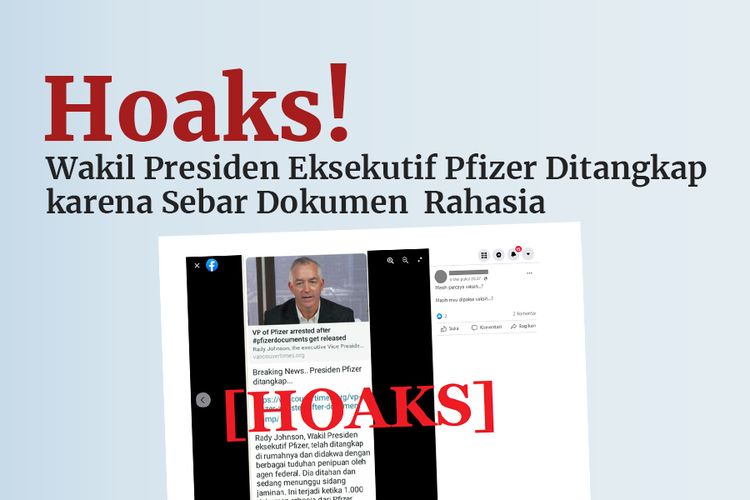 HOAKS! Wakil Presiden Eksekutif Pfizer Ditangkap karena Sebar Dokumen Rahasia