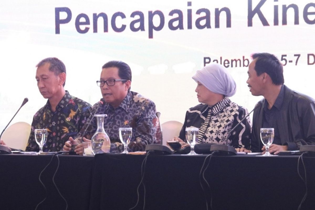 Rapat Evaluasi dan Proyeksi Pencapaian Kinerja Tahun 2018 di Palembang, Sumatera Selatan, pada Rabu (5/12/2018).