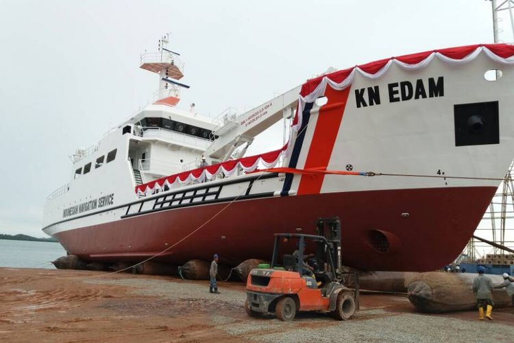 Penampakan Kapal Navigasi (KN) Edam yang diluncurkan pada 2017. 