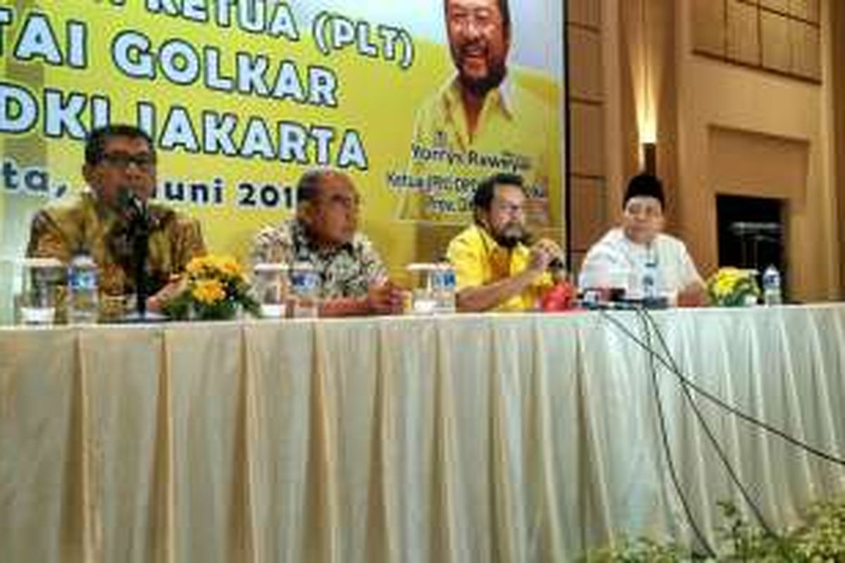 Konferensi pers Partai Golkar yang menyatakan mendukung Gubernur DKI Basuki Tjahaja Purnama atau Ahok pada Pilkada DKI 2017 di Ballroom Fairmont, Jakarta Pusat, Selasa (14/6/2016).
