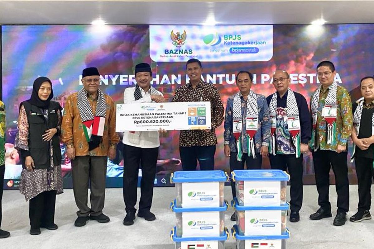 BPJS Ketenagakerjaan serahkan bantuan kemanusiaan melalui Baznas RI.