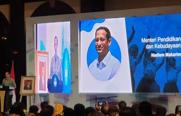 Menteri Pendidikan dan Kebudayaan, Nadiem Makarim dalam peluncuran Empat Pokok Kebijakan Pendidikan ?Merdeka Belajar?, di Jakarta, Rabu (11/12).