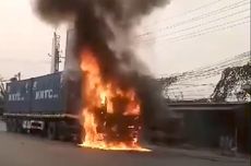 Kronologi Truk Kontainer di Serang Terbakar Usai Tabrak Sepeda Motor