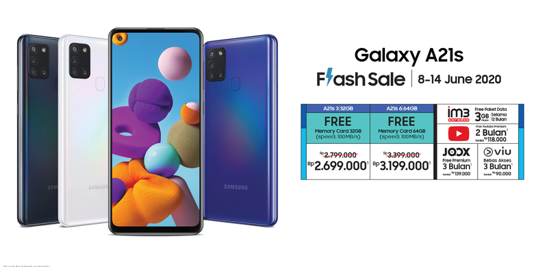 Bonus Flash-Sale Samsung galaxy A21s di Indonesia, 8-14 Juni 2020.
