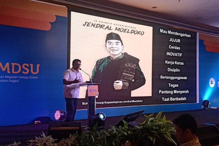 Kepala Staf Kepresidenan Jend. (Purn.) Moeldoko menyampaikan Kuliah Umum dalam Anjangsana PMDSU Batch-3 2019 di Jakarta, Selasa (15/10/2019).