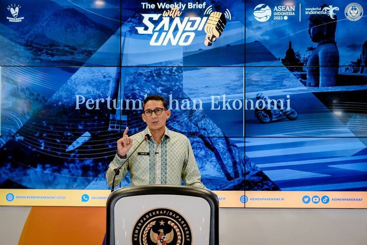 Menteri Pariwisata dan Ekonomi Kreatif (Menparekraf) Sandiaga Uno dalam The Weekly Brief with Sandi Uno, Selasa (2/5/2023).