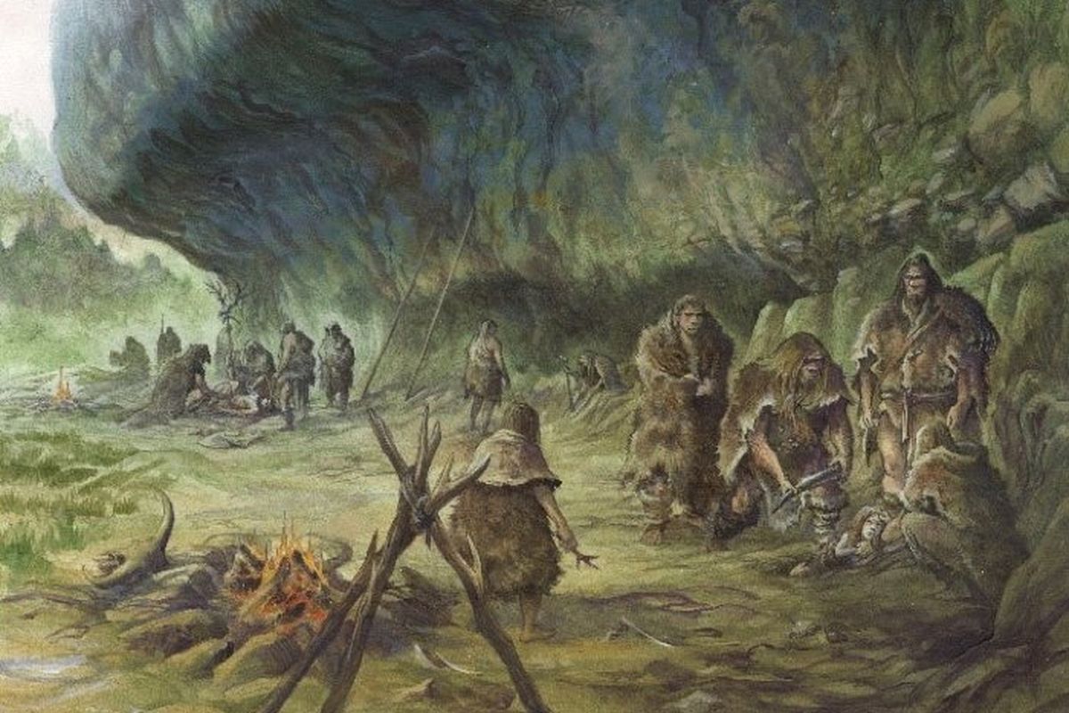 Rekonstruksi penguburan yang dilakukan oleh Neanderthal.