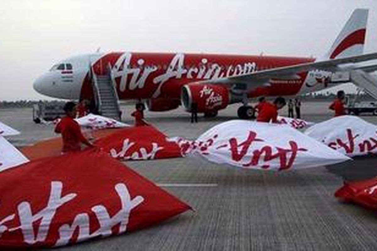 Pesawat Airbus A320 AirAsia di Bandara Internasional Soekarno-Hatta.