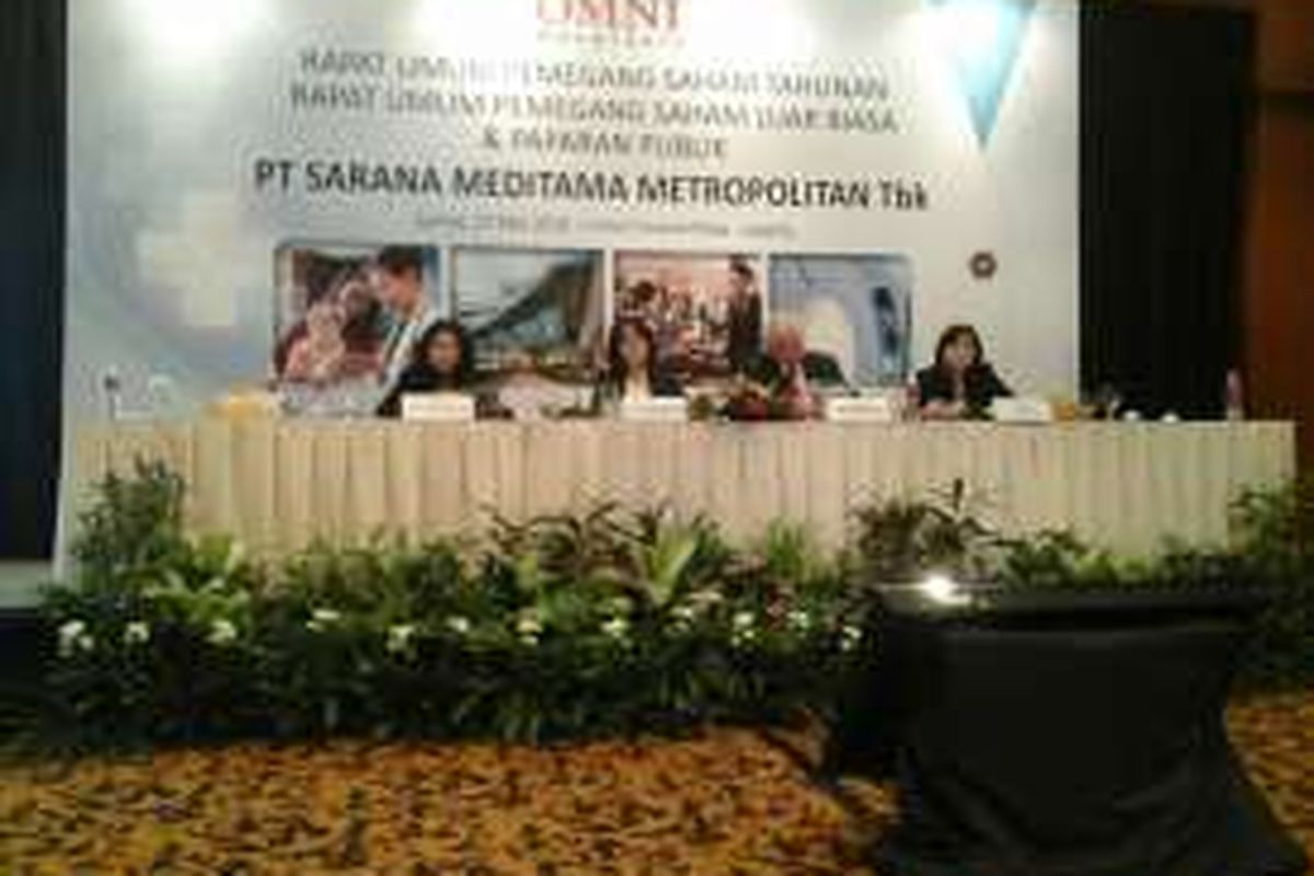 Rapat Umum Pemegang Saham Tahunan (RUPST) PT Sarana Meditama Metropolitan Tbk, di Jakarta, Jumat (27/5/2016).