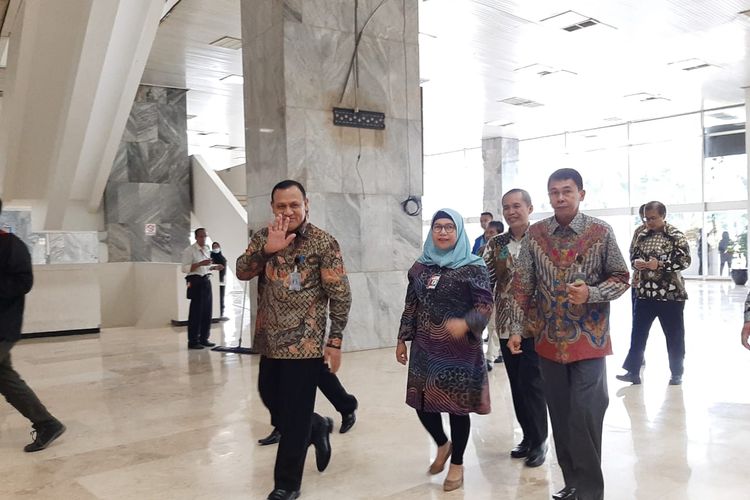 Pimpinan KPK tiba di Kompleks Parlemen, Senayan, Jakarta, Selasa (14/1/2020).