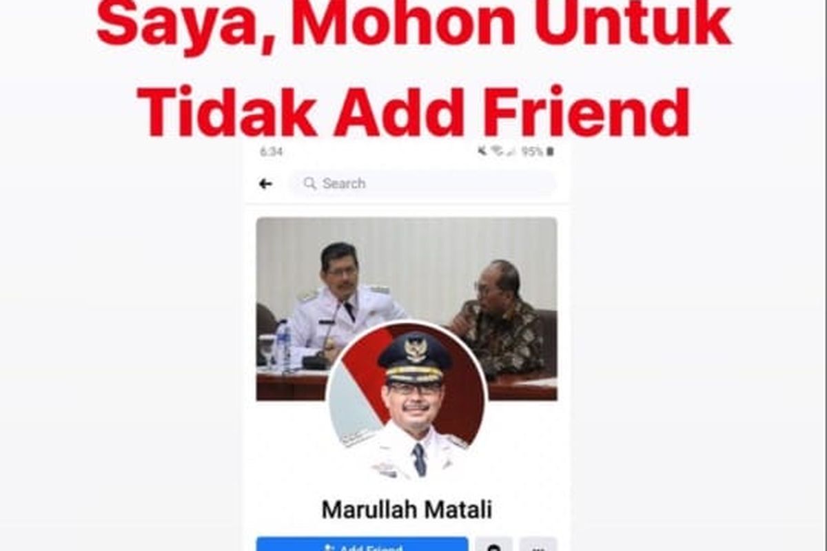 Seseorang tak dikenal mencatut nama Wali Kota Jakarta Selatan Marullah Matali di media sosial Facebook.