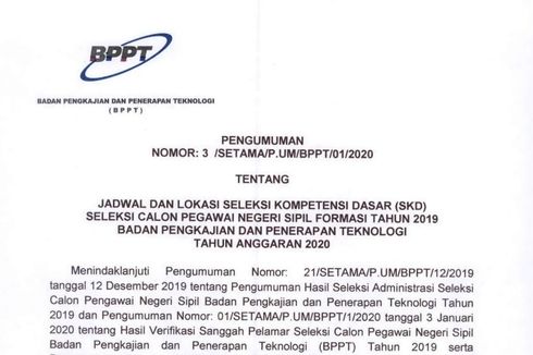 Simak, Ini Jadwal dan Lokasi Tes SKD CPNS 2019 di BPPT