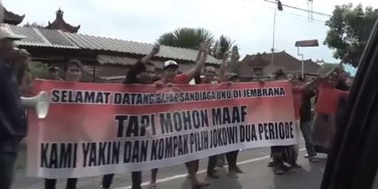 Sambutan pendukung jokowi terhadap Sandiaga di Jembrana