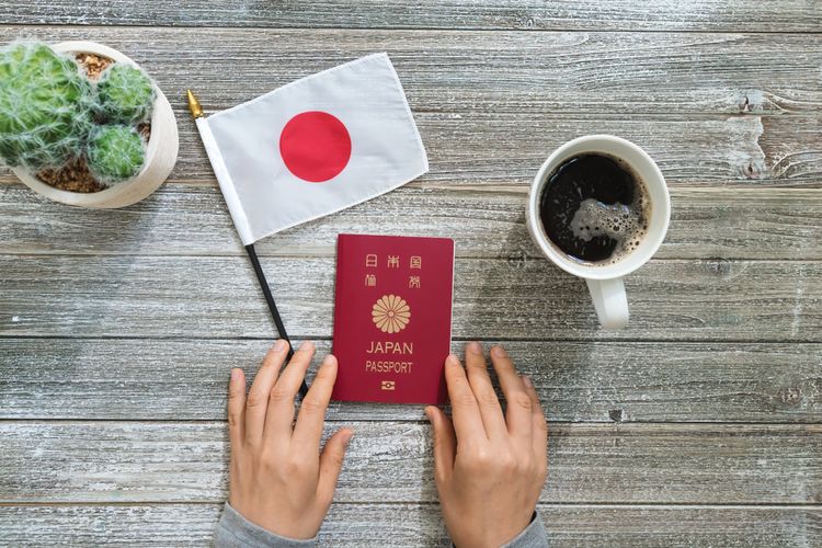 Ilustrasi paspor Jepang. 