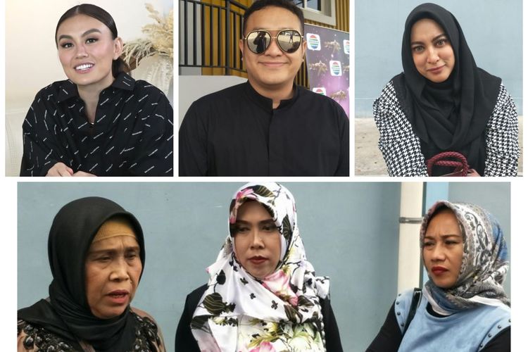 Kolase foto Agnez Mo, Gilang Dirga, Jane Shalimar, dan Keluarga Lina Jubaedah