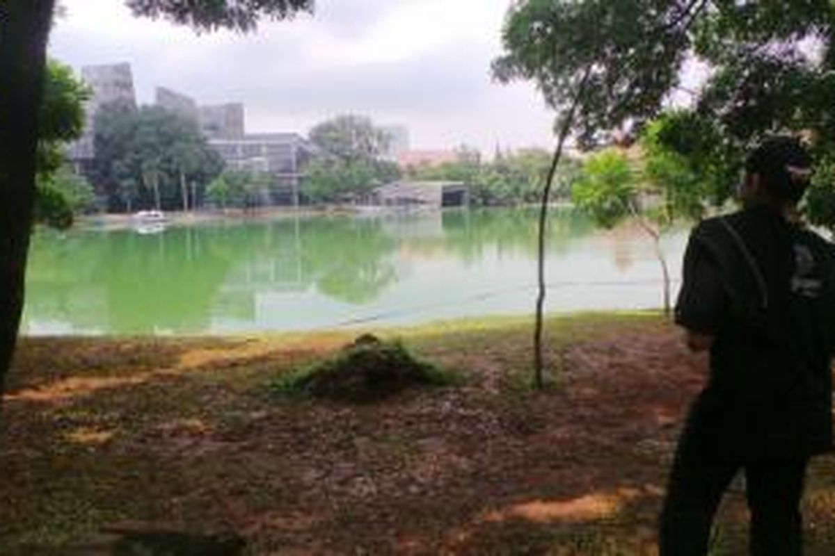 Danau Kenanga, tempat mayat yang ditemukan di danau UI, Depok, Jawa Barat. Kamis (26/3/2015)