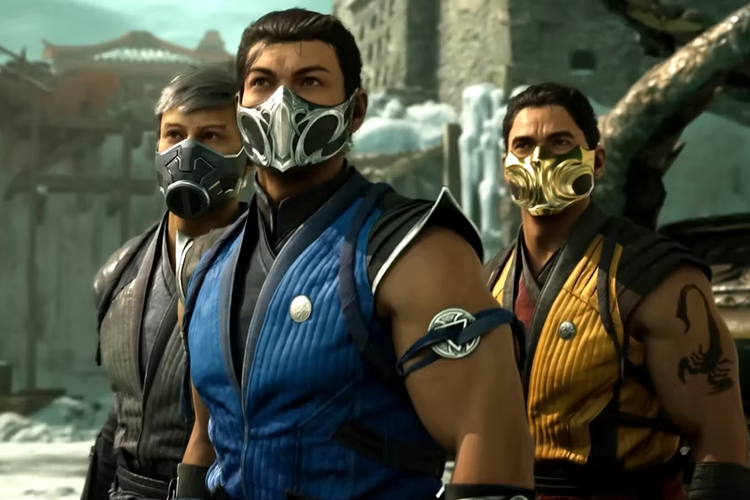Karakter Smoke (kiri), Sub-Zero (tengah), dan Scorpion (kanan) di Mortal Kombat 1