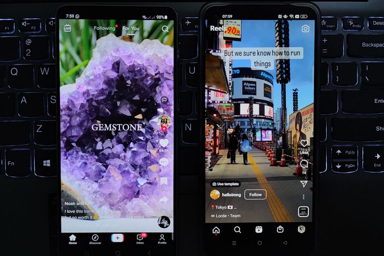TikTok (kiri) vs Instagram Reels (kanan).
