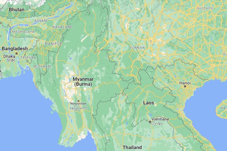 Peta Myanmar. Myanmar merupakan negara yang berbentuk geografis protruded dan penduduk mayoritas ras Mongol.