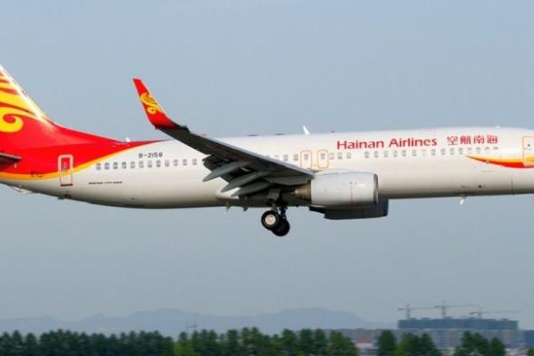 Salah satu pesawat terbang milik Hainan Airlines.