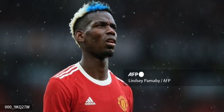 Paul Pogba saat Man United uji coba melawan Everton dalam laga pramusim 2021-2022.