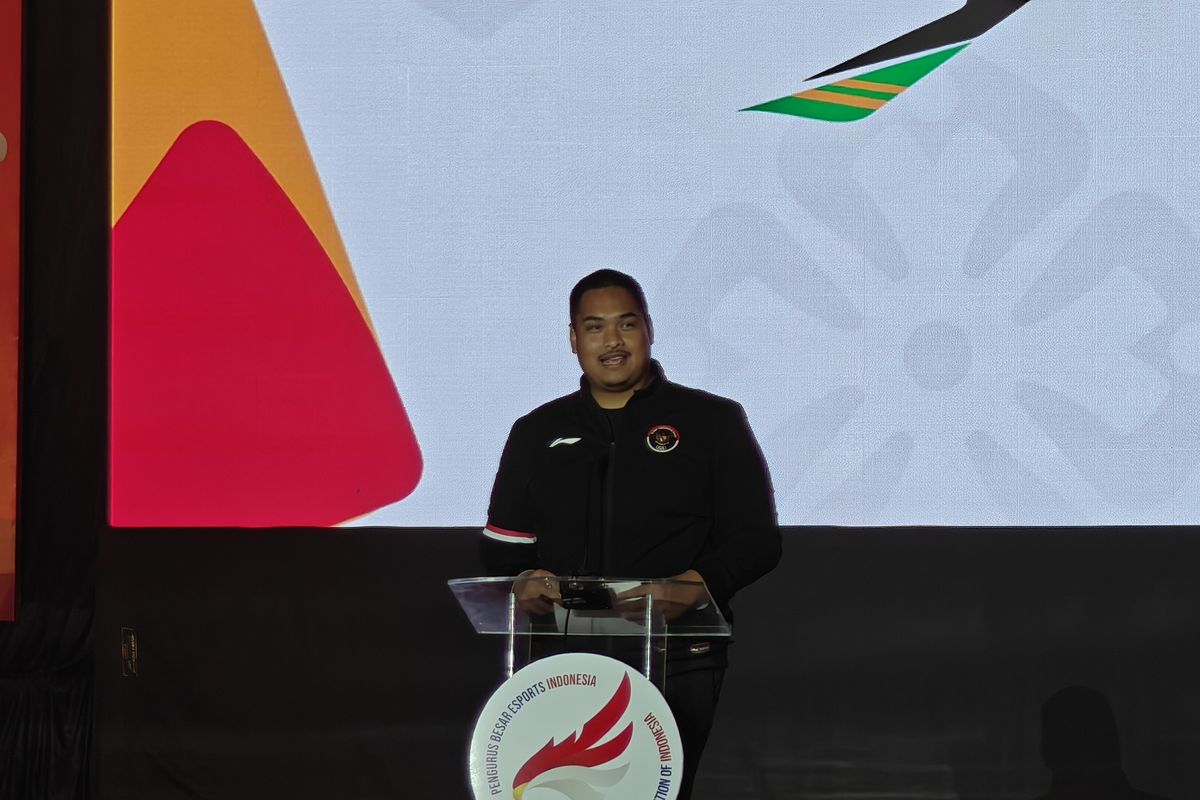 Menteri Pemuda dan Olahraga (Menpora) RI, Dito Ariotedjo dalam acara pembukaan PON XXI 2024 Aceh Sumut untuk cabor e-sports di MICC Medan, Sumatera Utara pada Jumat (13/9/2024).