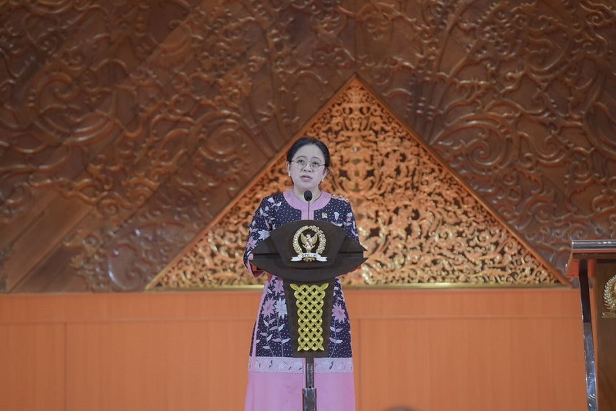 Ketua Dewan Perwakilan Rakyat (DPR) Republik Indonesia (RI) Puan Maharani dalam acara Pertemuan Parliamentary Forum in the Context of the G20 Parliamentary Speakers? Summit (P20) di Gedung Nusantara II, Kompleks Parlemen, Senayan, Jakarta, Rabu (5/10/2022). 