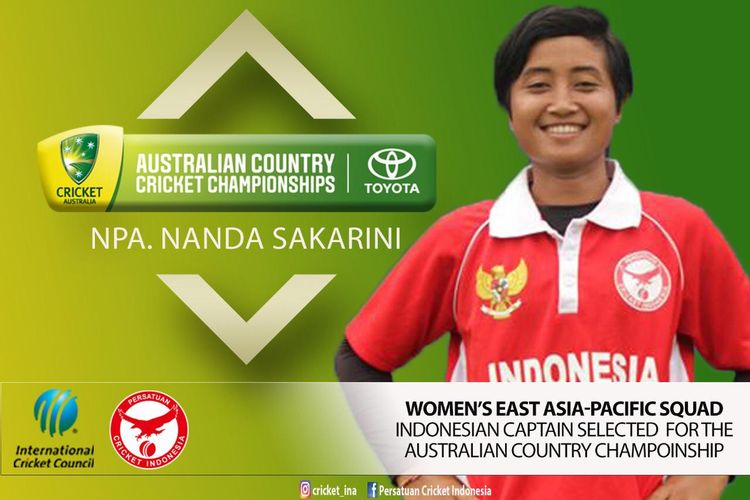 Pemain timnas kriket Indonesia, Nanda Sakarini, yang turun membela Tim Asia Timur-Pasifik di Australia Country Cricket Championship (TACCC) 2020.