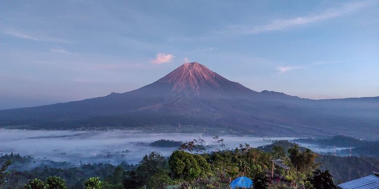 Ilustrasi Gunung Semeru, gunung tertinggi di Pulau Jawa.