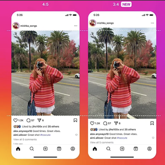 Berikut adalah perbandingan rasio 4:5 dan 3:4 di fitur Instagram yang baru