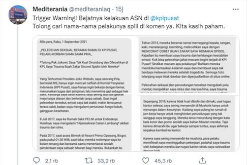 Terduga Pelaku Pelecehan Seksual di KPI Berencana Pidanakan Sejumlah Netizen