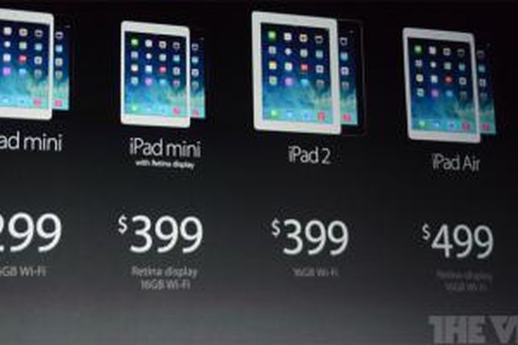 Jajaran produk iPad dari Apple
