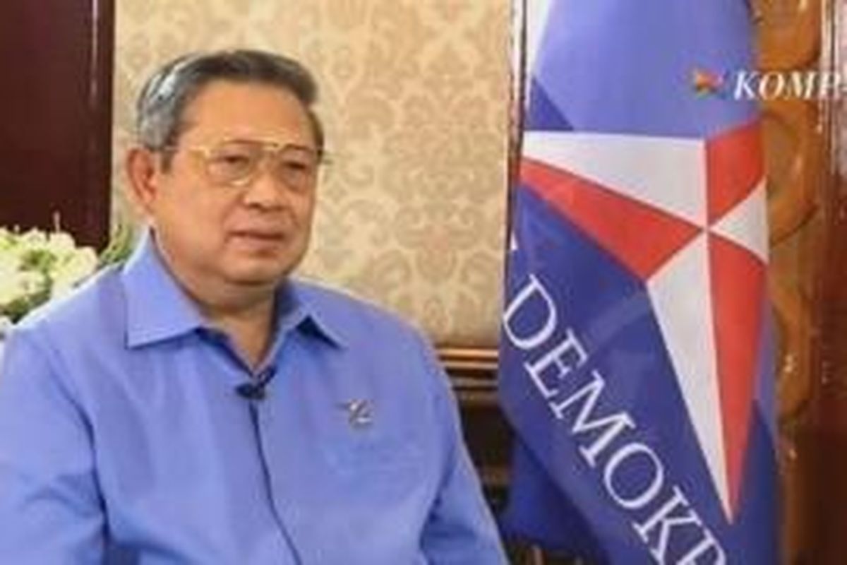 Ketua Umum Partai Demokrat 2015-2020 Susilo Bambang Yudhoyono saat wawancara dengan Kompas TV, Kamis (14/5/2015).