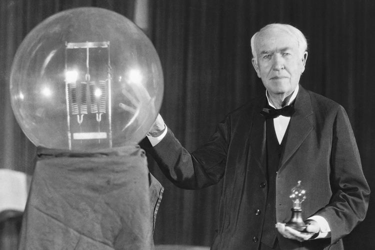 Ilustrasi Thomas Alva Edison, penemu bola lampu