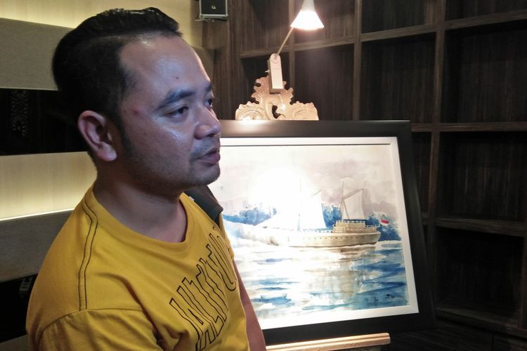 Rio Suryo, kolektor lukisan asal Sidoarjo yang membeli lukisan Ariel Ramadhan seharga Rp27,5 juta.