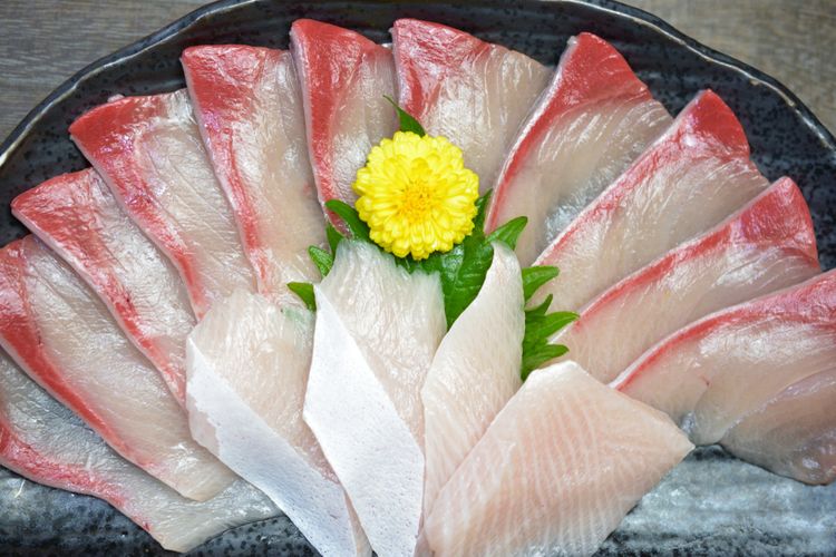 Ilustrasi sashimi hamachi.