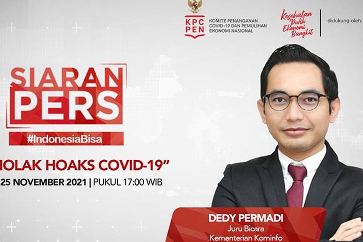 Dedy Permadi dalam kegiatan 'Siaran Pers Menolak Hoaks Covid-19' di FMB 9.