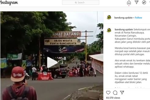 Viral, Emak-emak Buka Paksa Gerbang Tempat Wisata Rancabuaya Garut