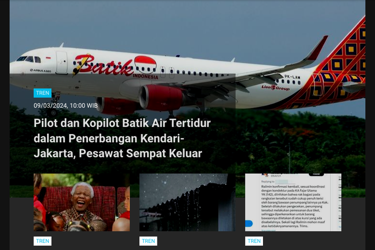 [POPULER TREN] Pilot-Kopilot Batik Air Ketiduran, Jadwal Sidang Isbat Ramadhan 2024