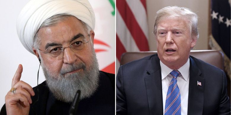 Presiden Amerika Serikat (AS) Donald Trump (kanan) dan Presiden Iran Hassan Rouhani.