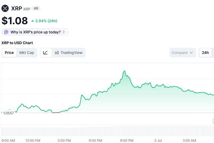 Harga XRP Hari Ini 3 Juli 2026, Naik Dekati Zona Resistensi