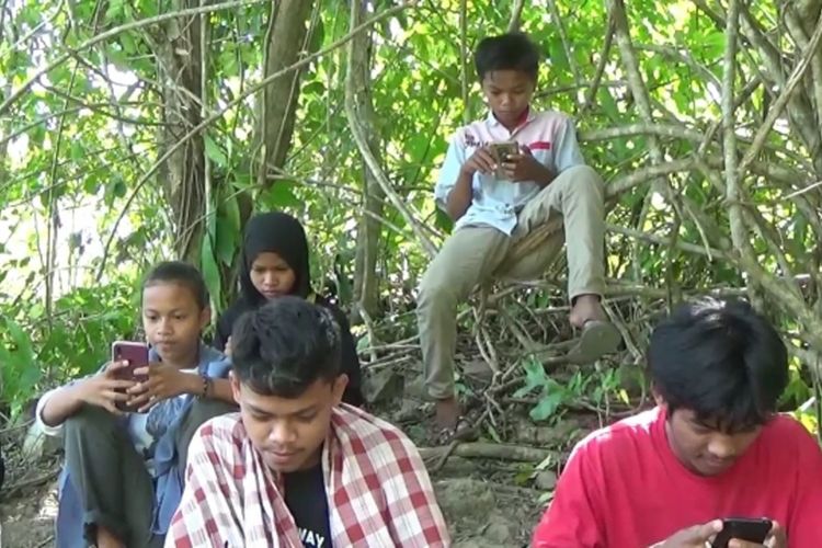 Demi Belajar Daring, Siswa Berburu Jaringan Internet ke Puncak Gunung dan Pepohon