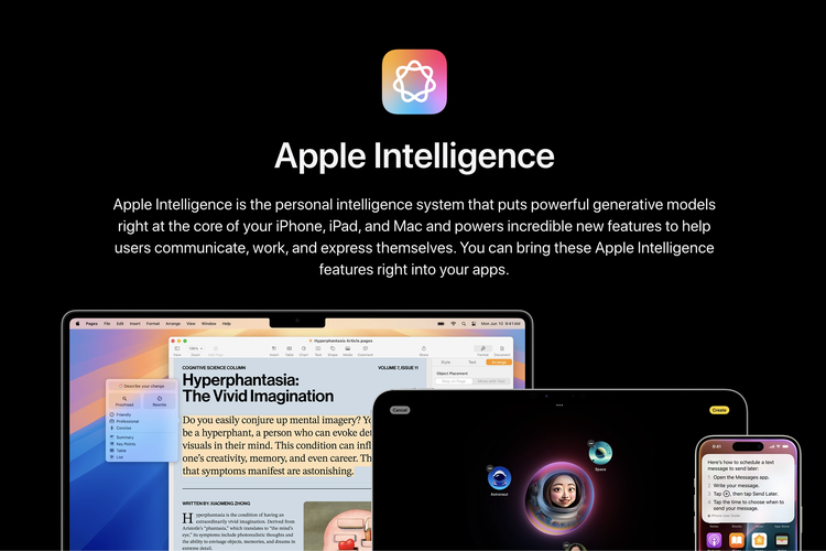 Fitur-fitur utama Apple Intelligence.