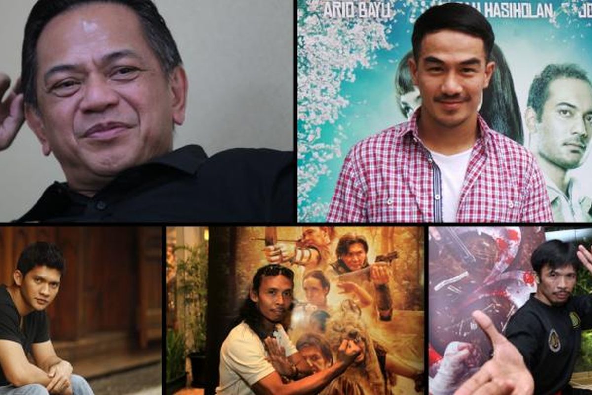 Lima Artis Indonesia di Hollywood: (atas - kiri ke kanan): Ray Sahetapy, Joe Taslim, (bawah - kiri ke kanan) Iko Uwais, Yayan Ruhian, dan Cecep Arif Rahman.