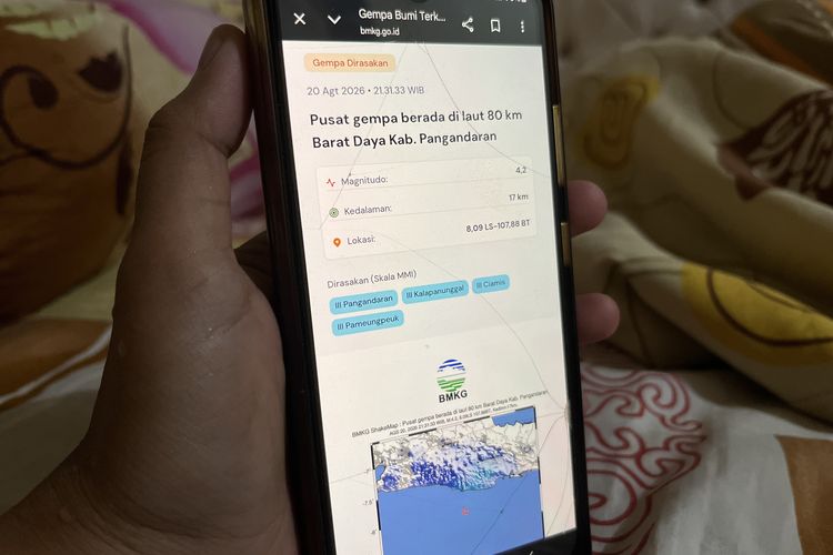 Gempa Magnitudo 4,2 Guncang Laut Barat Daya Pangandaran, Warga: Enggak Kerasa