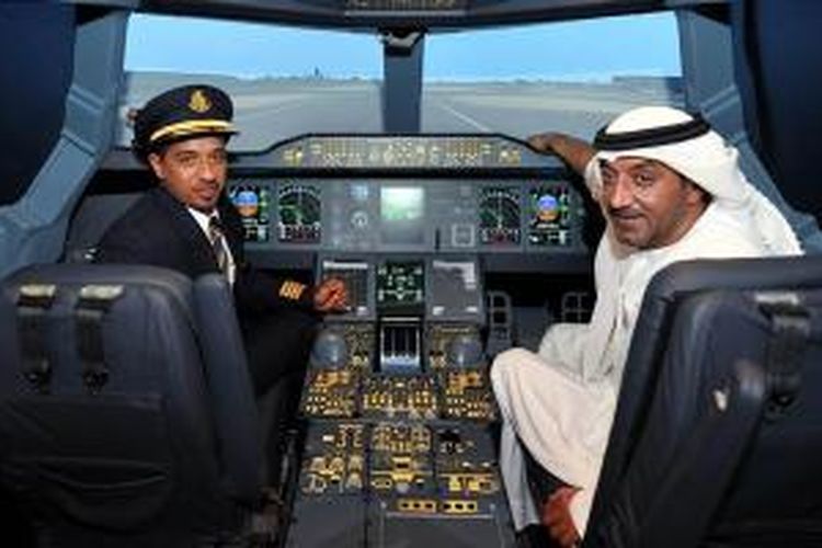 Simulator pesawat A380 Emirates di Mal Dubai.