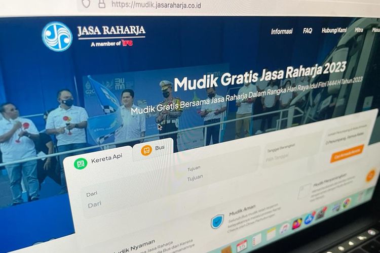 Ilustrasi cara daftar mudik gratis BUMN 2023 di mudik.jasaraharja.co.id.