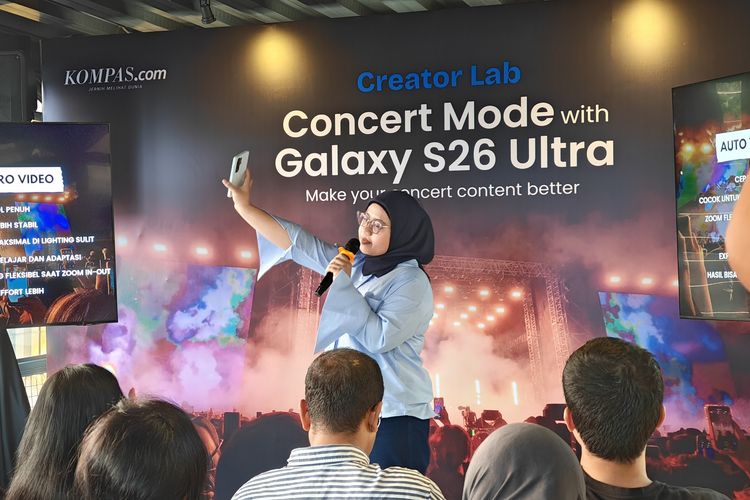 Galuh Putri, jurnalis teknologi Kompas.com dalam workshop Creator Lab bertema ?Epic Concert? yang digelar Samsung Indonesia, kolaborasi dengan KompasTekno di Kopi Nako Cipete, Jakarta Selatan, Selasa (7/4/2026).