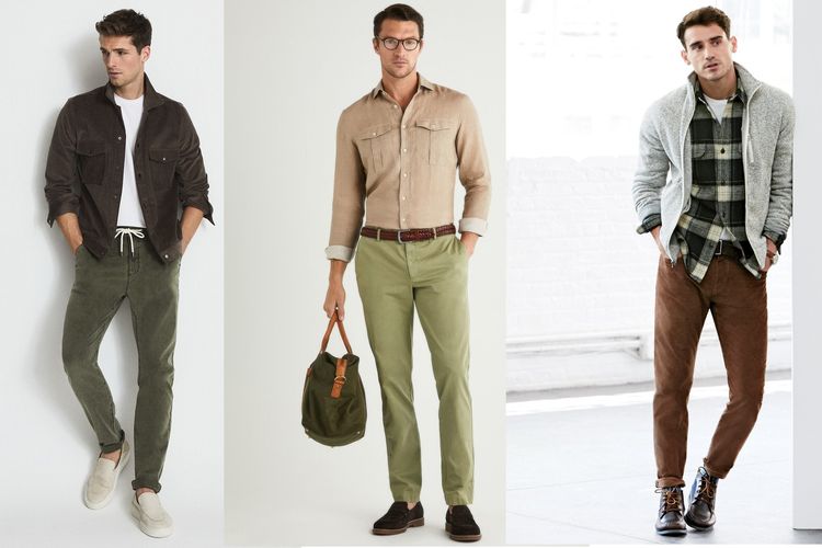 Ilustrasi perpaduan busana coklat dan hijau